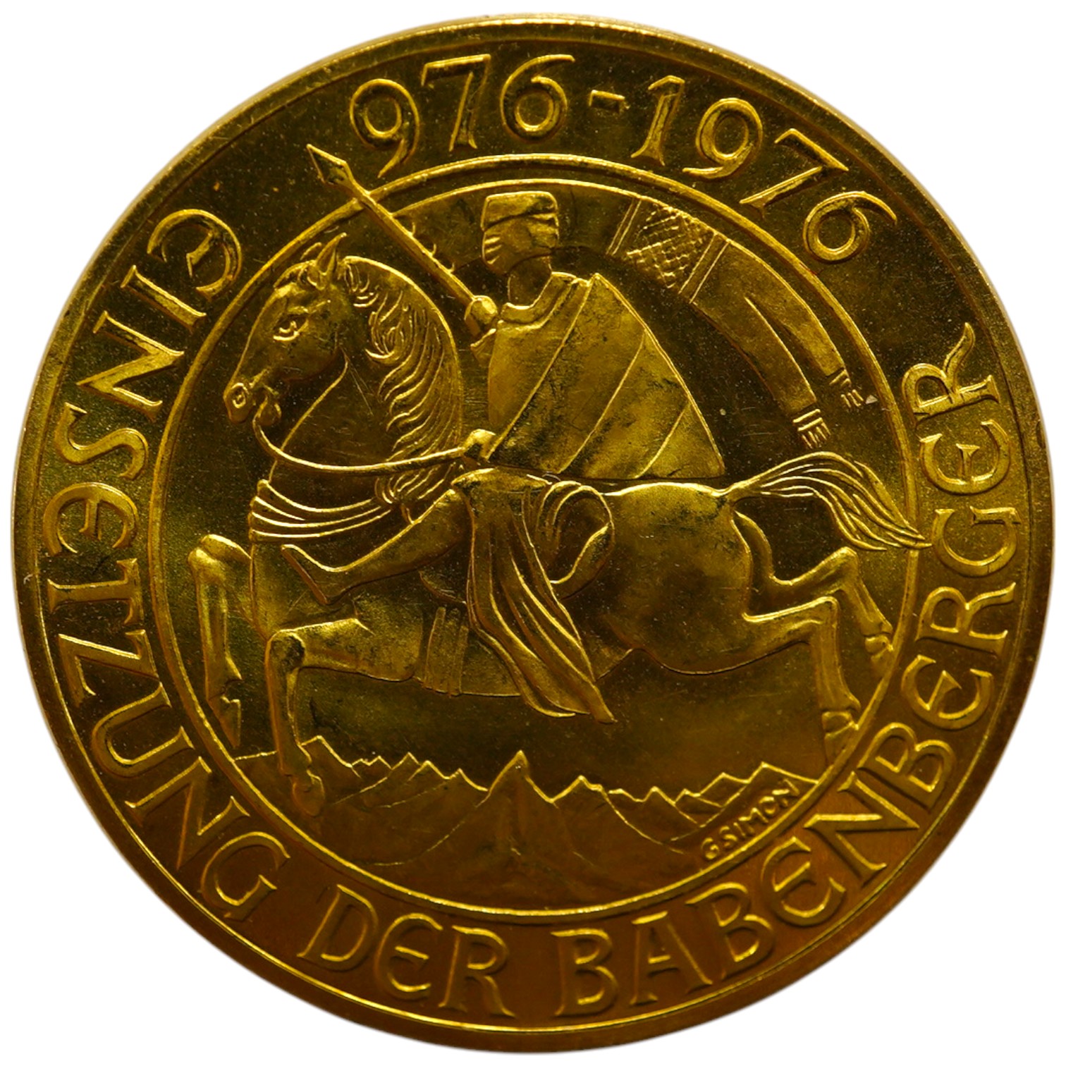 Austrian coins, gold commemorative 1000 Schilling, 1976, 1000th Anniversary of the Babenberg Dynasty, UNC, later case